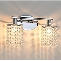 Luburs Crystal Bahtroom Vanity Light,Chrome Sconces Wall Lighting,2-Light Modern Vanity Lights for Bathroom Over Mirror Wall Sconces