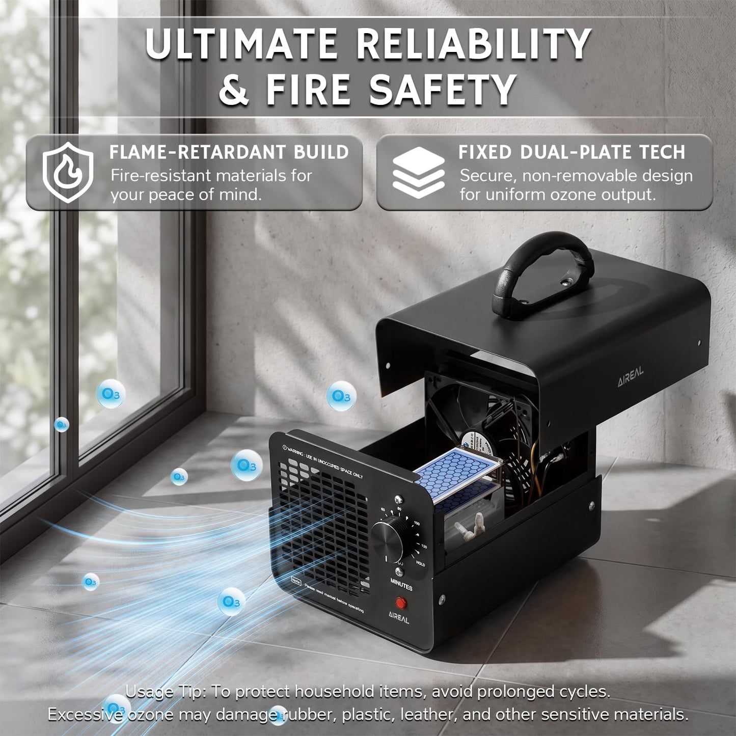 AIREAL ODORKIL-80 Ozone Generator, 10,000 mg/h, 3500+ Sq Ft, Black