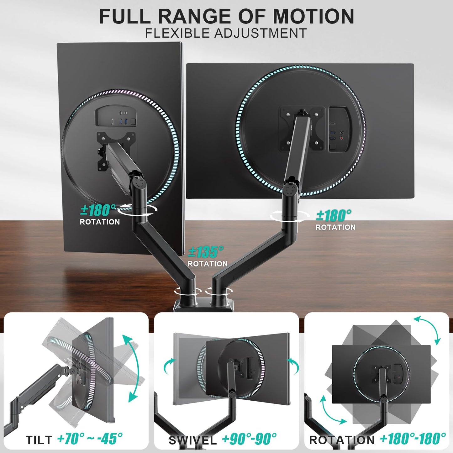 WALI Dual Monitor Stand for 13-32 inch Computer Screens, Dual Monitor Arms for 2 Monitors Holds up to 22 lbs, Height Adjustable Dual Monitors Mount