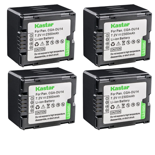Kastar CGA-DU14 Battery (4-Pack) Replacement for Panasonic CGA-DU14 CGA-DU21 VBD140 VBD210 NV-GS508 MX500 PV-GS500 SDR-H280 VDR-D400 M75 M95 M250