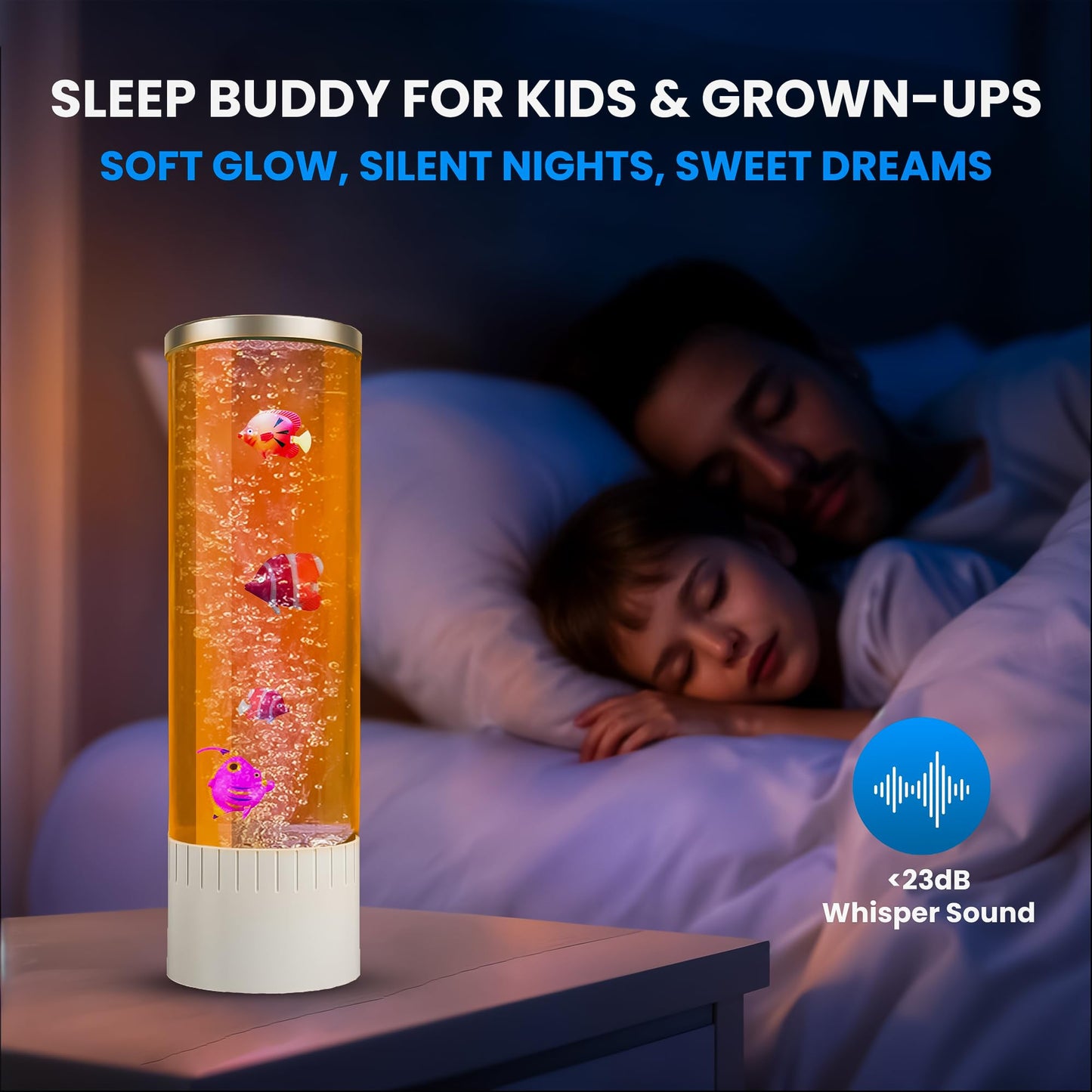 Brewish Bubble lamp | 7 Color Changing LED Lamps | Fake Aquarium Night Light | Artificial Fish Tank with Moving Fishes | Home Decor, Ideal Gift