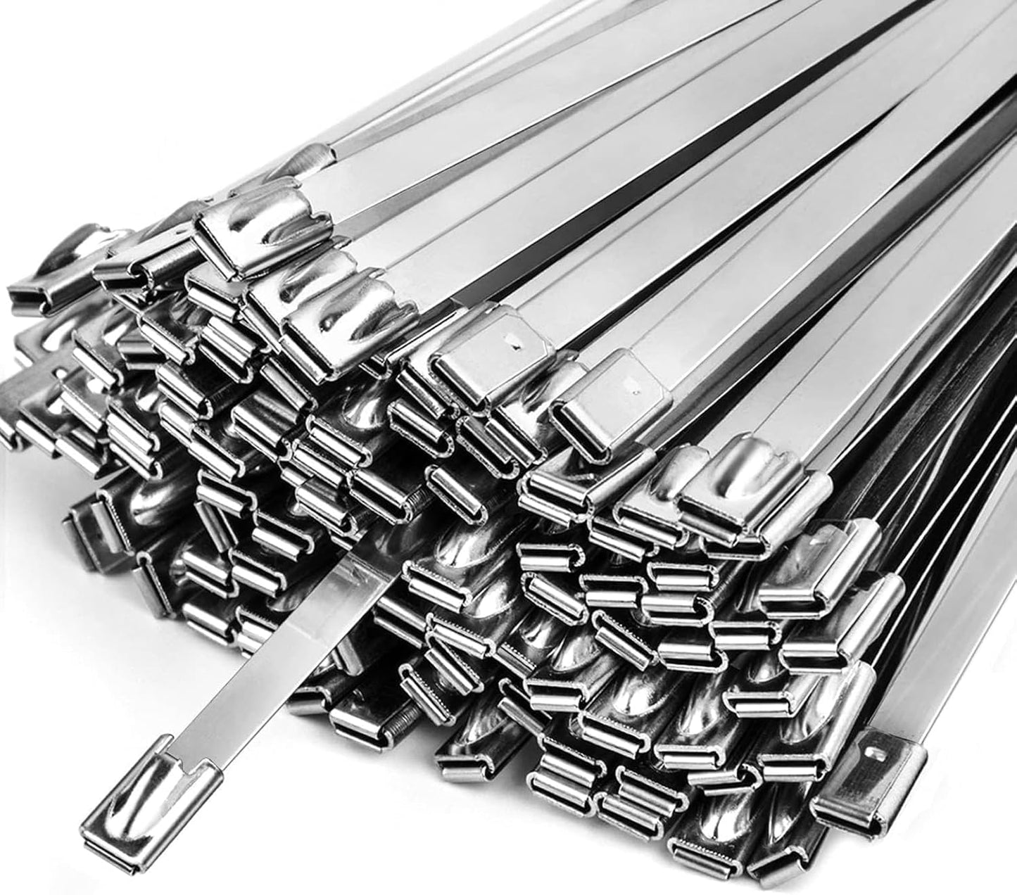 Metal Zip Ties,100 Pcs 11.8 Inch,304 Stainless Steel Zip Ties Multi-purpose Metal Cable Ties-Suitable for Outdoor Chain Link Fence and Exhaust Wrap