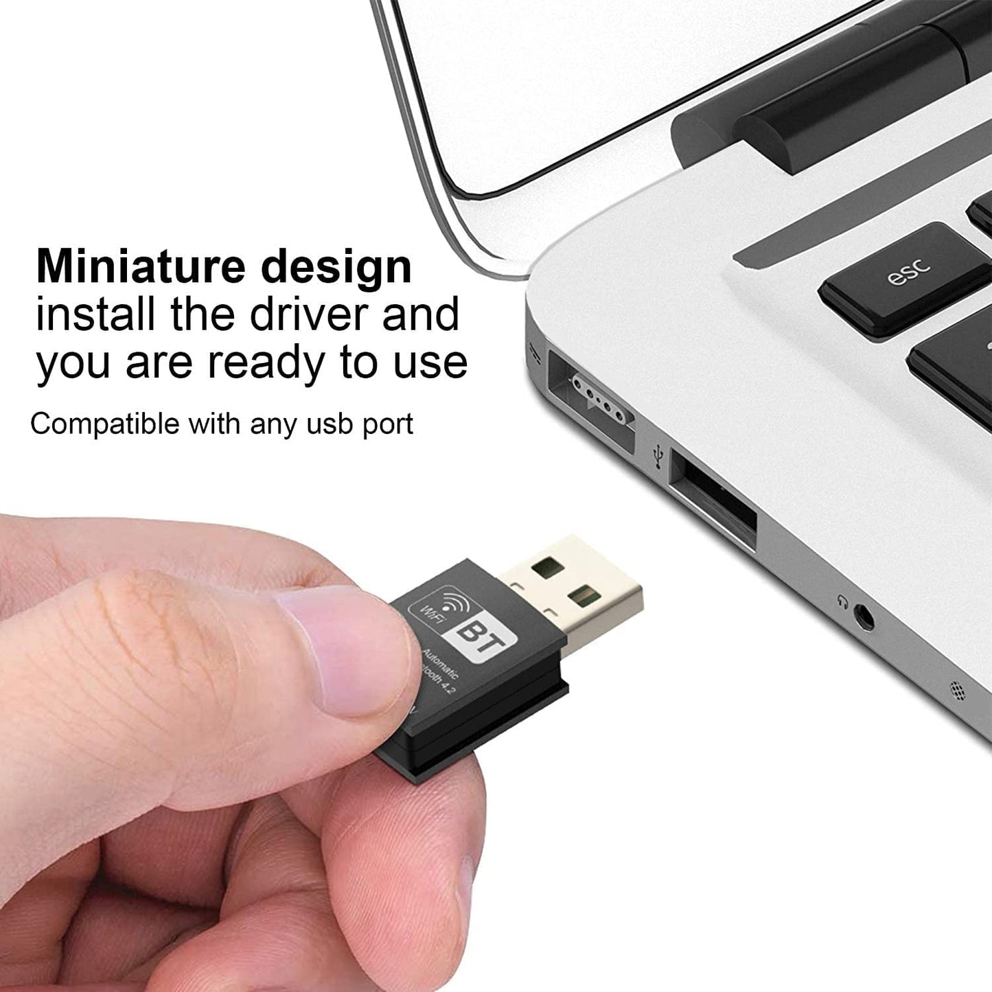 Blueshadow Mini 2-in-1 USB WiFi Bluetooth Adapter AC600-2.4G/5G Dual Band Wireless Network Adapter for Desktop PC, Bluetooth 4.2, WPA3 Network