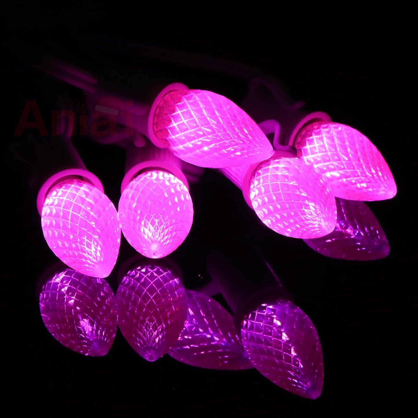 Aniai 25 Pack C7 LED Replacement Bulbs, E12 Base Pink for Christmas Lights