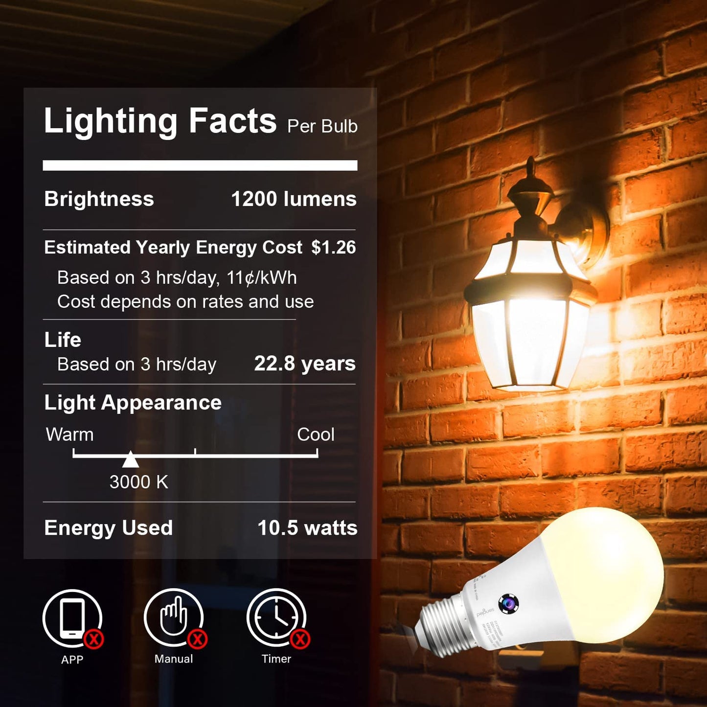 Sengled Dusk to Dawn Light Bulbs Outdoor, A19 LED Sensor Bulbs 4 Pack, 3000K Soft White 1200 Lumens, 75W Equivalent 10.5W, E26 Base Automatic On/Off