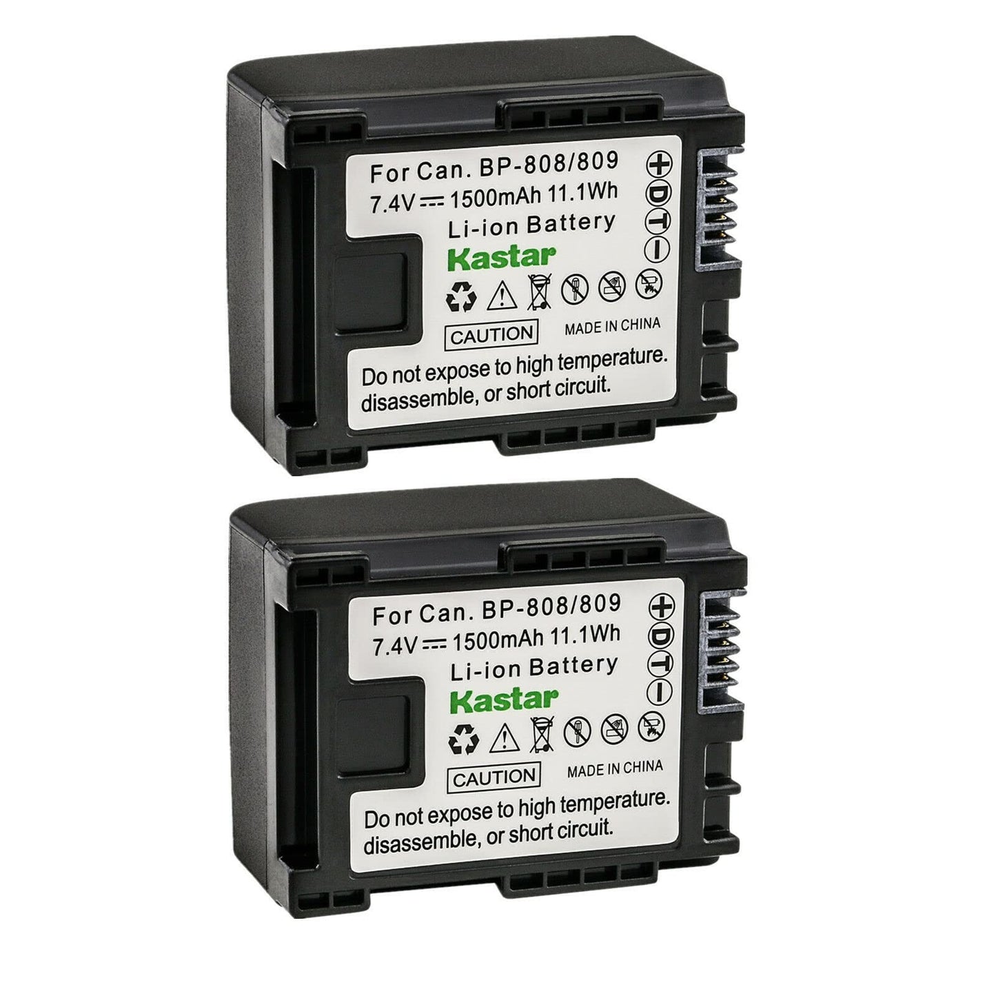 Kastar 2-Pack BP-809 Battery 7.4V 1500mAh Replacement for Canon VIXIA HF20, VIXIA HF21, VIXIA HF100, VIXIA HF200, VIXIA HG30, VIXIA XA10 XA10 HD