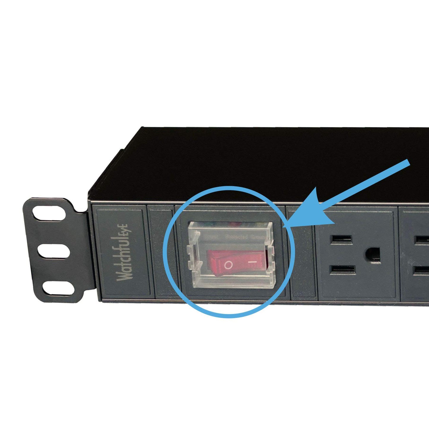 WatchfulEyE WTH-CS/PDU-C13-SG 125V/15A Heavy Duty Metal 1U Rack Mount PDU Power Strip Surge Protective 10 ft Extension Cord Integrated Circuit Breaker