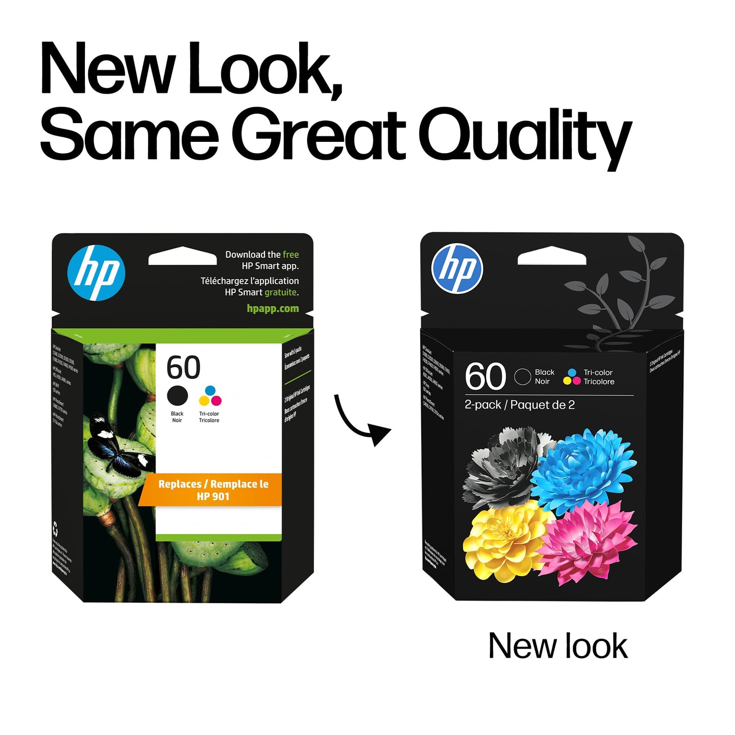 HP 60 Black/Tri-Color Ink Cartridges (2-pk) | DeskJet D1660, D2500, D2600, D5560, F2400, F4200, F4400, F4580, Envy 100, OfficeJet J4500, J4680, 4500