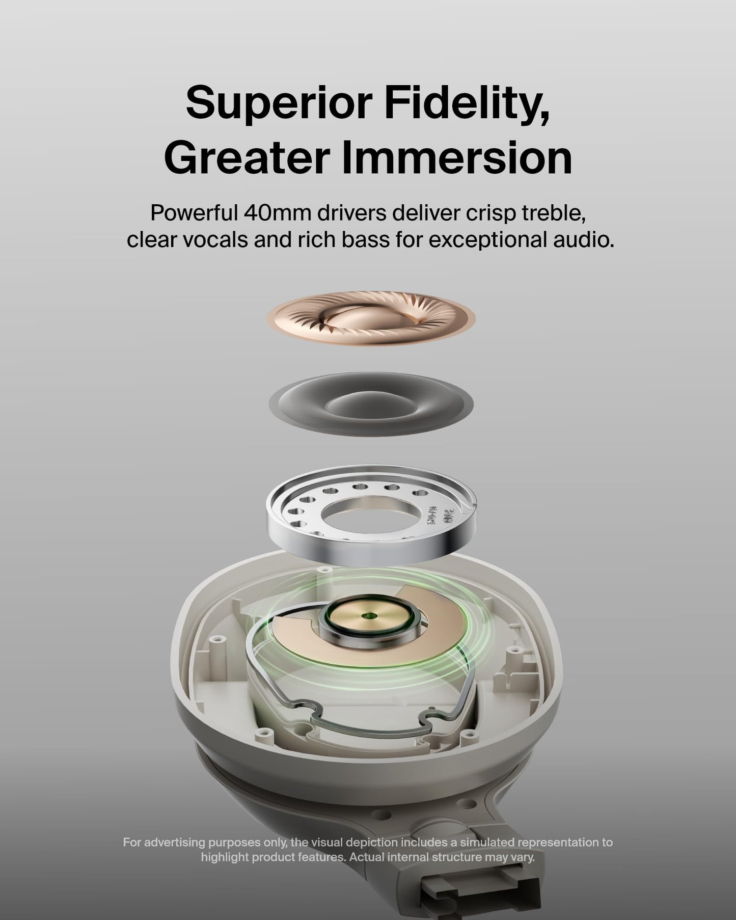 Belkin SoundForm Surround Wireless Headphones, ENC, 60H Battery