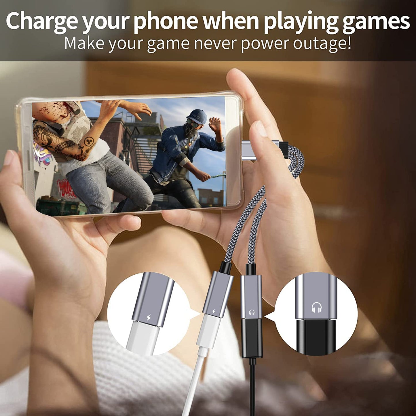 NCGGY USB C Splitter 1 in 2 Out,Hi-Fi Audio Adapter,Dual USB C Headphone and Charger Adapter Support Call PD 60W Charge, Compatible with i-phone15
