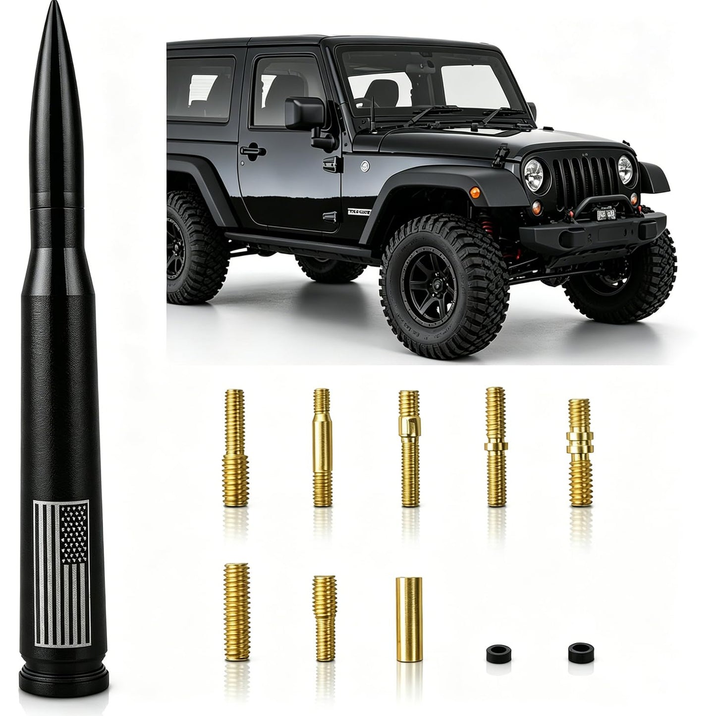 Xinhongfei Car Bullet Antenna car Exterior Accessories American Flag for Truck Radio Antenna for Truck SUV(7.8black)