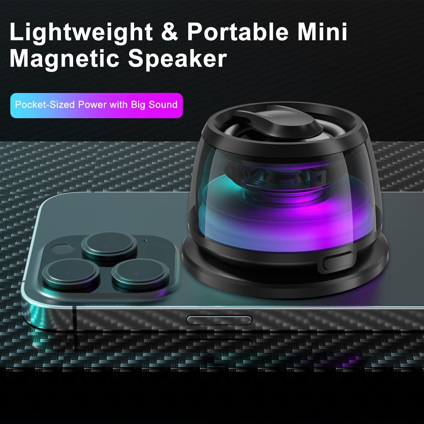 EGBULL Magnetic Multifunction Bluetooth Speaker with 3D Surround Sound, TWS Pairing, Portable Wireless, RGB Lighting, Strong Magnetic Base, Phone