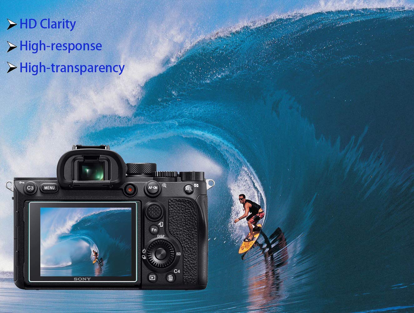 HUIPUXIANG Screen Protector for Sony Alpha 7R III II 7 III II A7R III II/A7 III II/A77 II/A7S II/A99 II/A9 Camera with Hot Shoe Cover, 0.3mm High