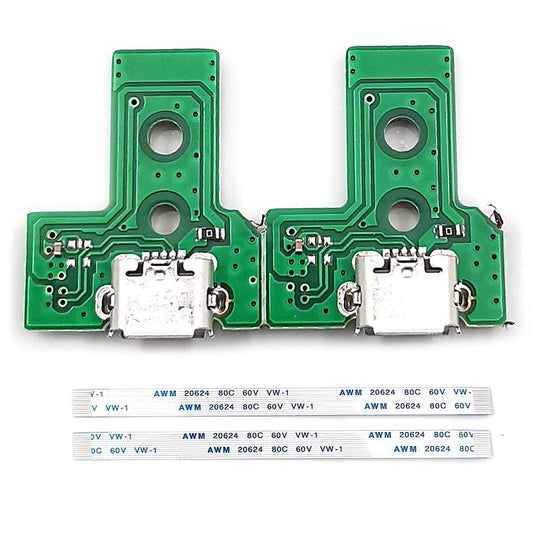 FainWan 2PCs JDS-030 Replacement Charging Port Assembly 12 Pin for PS4 DualShock 4, Micro USB Adaptor Charger Socket Board Connector Module