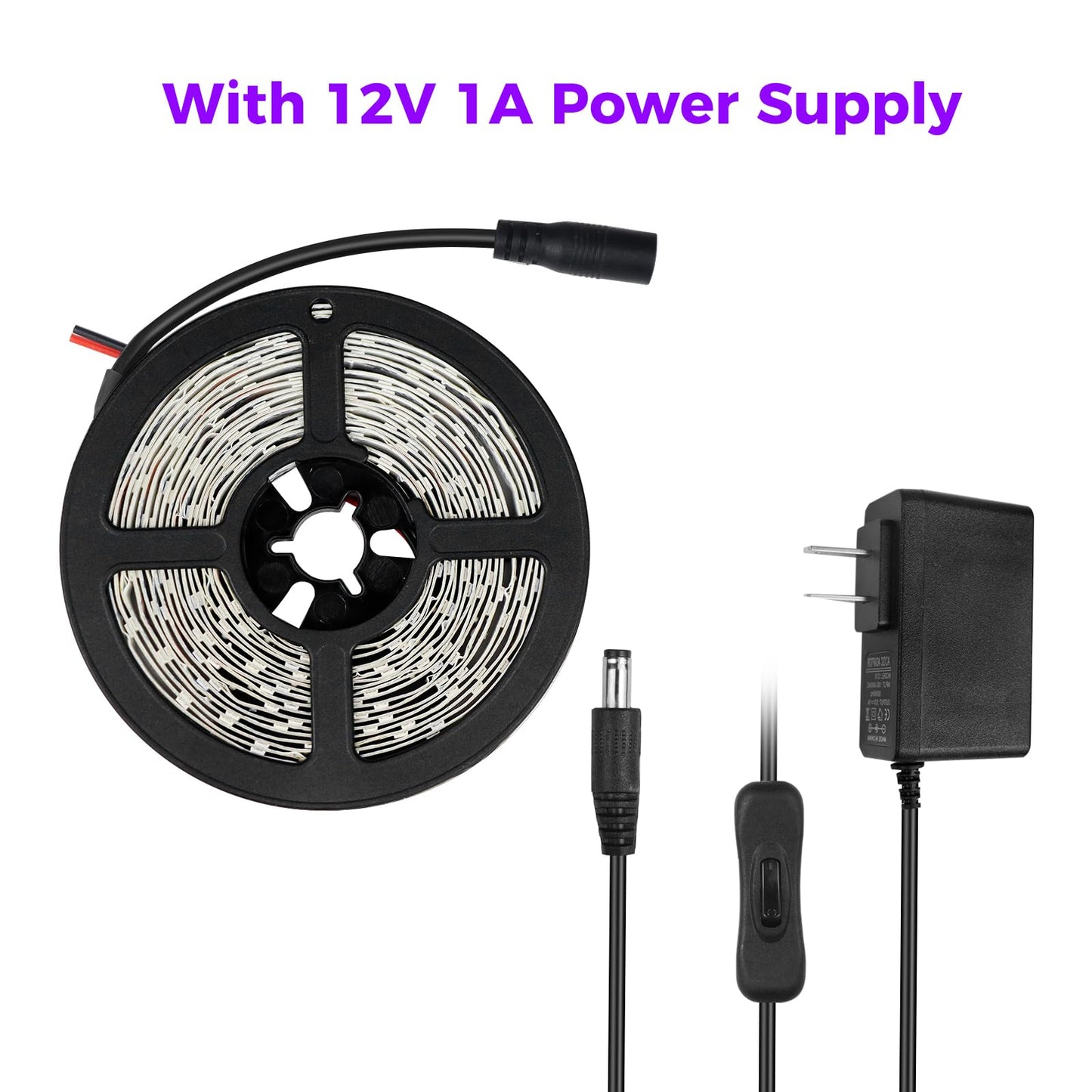 YGS-Tech Super Bright 24 Watts UV Black Light LED Strip, 16.4FT/5M 3528 300LEDs 395nm-405nm Waterproof IP65 Blacklight Night Fishing implicitly Party