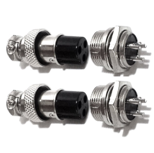 CESS Aviation 3 Pins Plug and Socket Wire Cable Connector - Diameter 0.63" (16mm) (2 Packs)