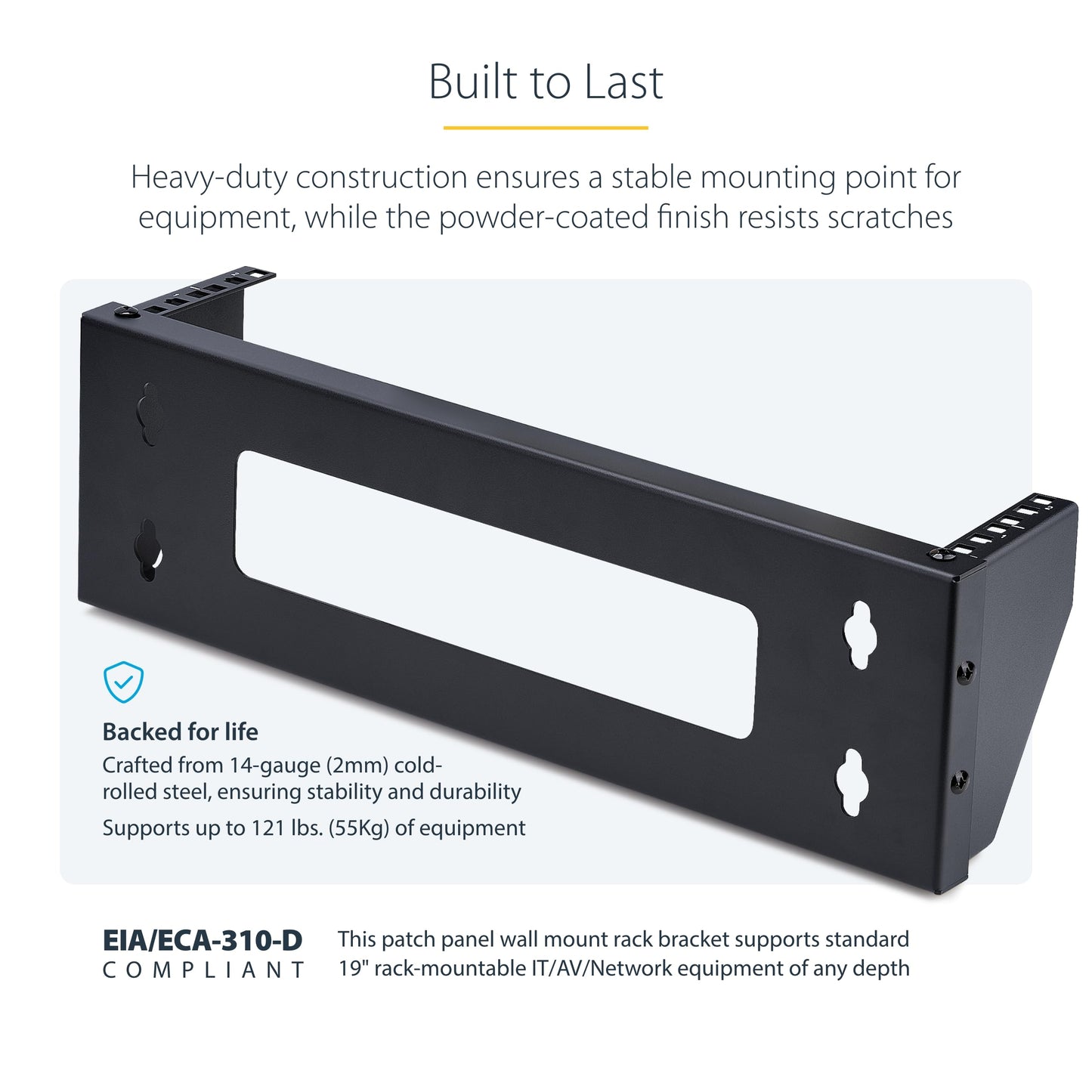StarTech.com 2U Vertical Wall-Mount Bracket for 19inch Rack Mountable Equipment, 121lb/55kg Capacity, for Patch Panels/Servers