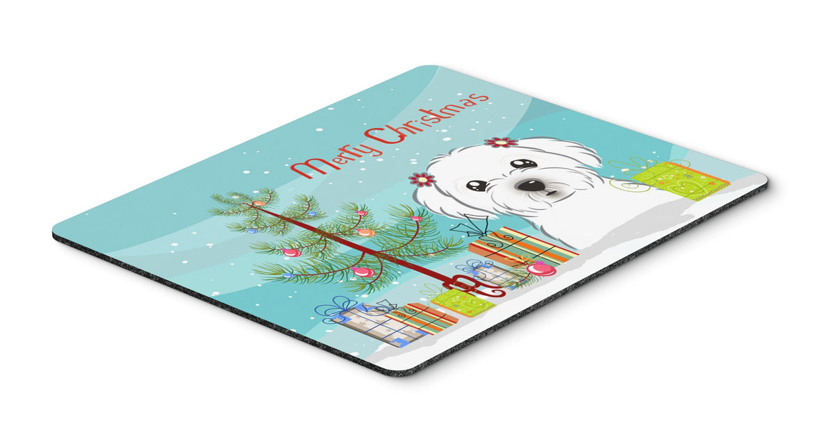 Caroline's Treasures BB1580MP Christmas Tree and Maltese Mouse Pad, Hot Pad or Trivet for Home Office Gaming Working Computers Laptop Mouse