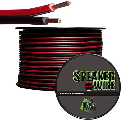 IMC Audio 100' Feet 16 Ga Gauge Red Black 2 Conductor Speaker Wire Audio Cable for Car Speakers, Stereos, Home Theater Speakers, Surround Sound, Radio