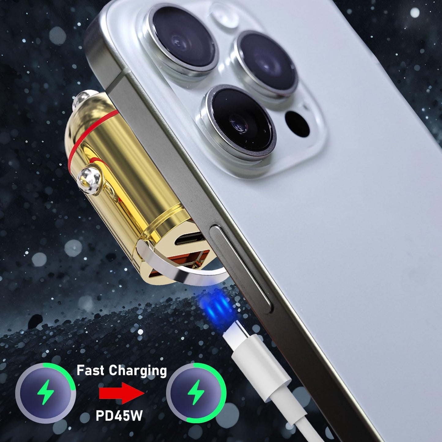 LJkoke USB Car Charger Adapter Fast Charging PD45W+QC3.0 Dual Port Cigarette Lighter Charger for iPhone 17/16/15/14/13/12/11/Pro Max, iPad, Samsung
