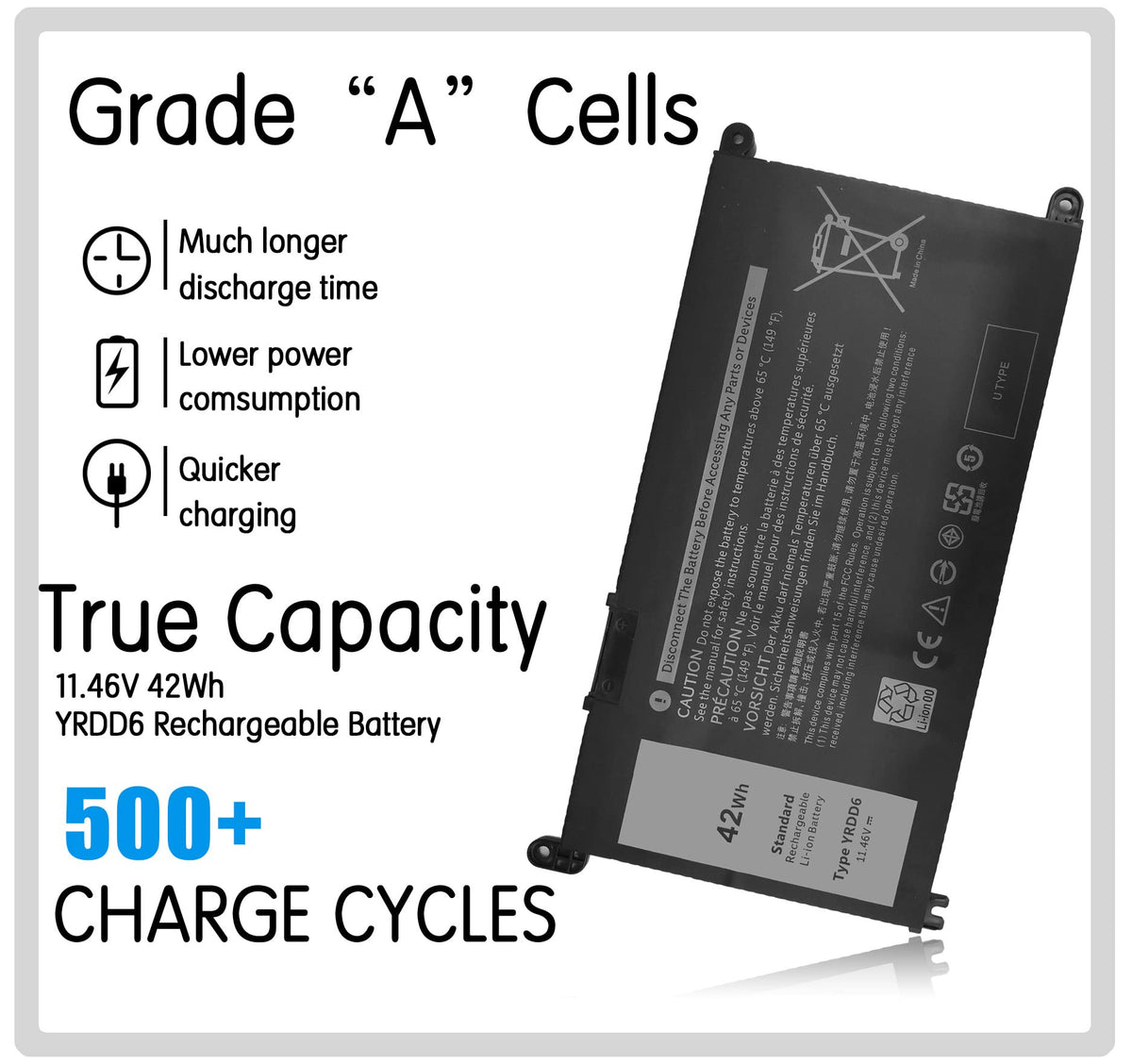 YRDD6 Laptop Battery Replacement for Dell inspiron 7586 3583 3593 3582 3501, inspiron 15 5000 Series 5593 5582 5584 5594 5598 5585 14 3493 5482 5485