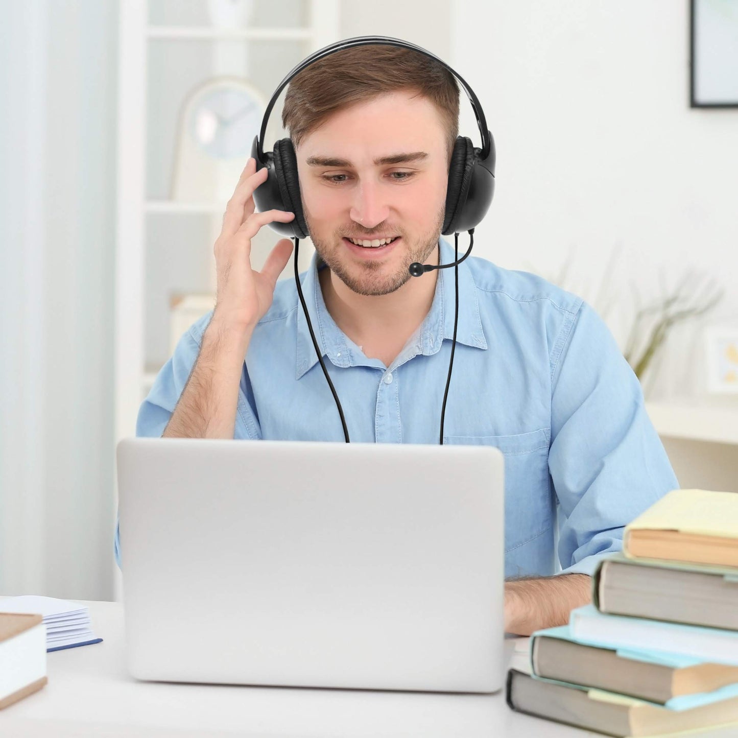 Philips Computer Headset with Microphone for Laptop, Zoom, Skype - 3.5 MM Lightweight Computer Headphones with Echo Cancelling Mic for Home Office…