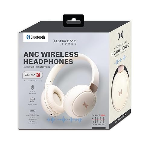 XTREME Wireless Bluetooth Headphones with Microphone & Active Noise Cancellation, Over The Ear Headphones, Aux Line, ANC ON/Off, Phone Call, Volume…