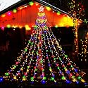 Aokudoni Outdoor Christmas Decorations: 12.6ft 350LED Waterfall Lights 8 Modes Christmas Lights, Xmas Tree House Yard Porch Patio Garden Decor