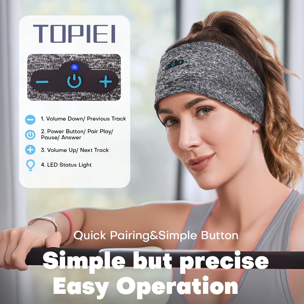 TOPIEI Sleep Headphones Bluetooth Headband for Side Sleeper, 17 Hours Playtime, Wireless Headband Headphones with HD Stereo Speakers…