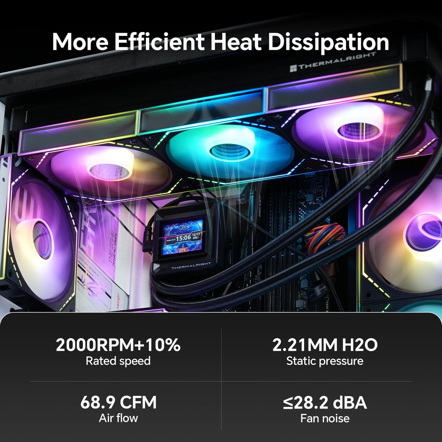 Thermalright TL-M12Q-S X3 120mm PC Case Fans, PWM ARGB Fans, 2000RPM High Airflow, Daisy-Chain, Infinity Mirror Lighting, 3-Pack