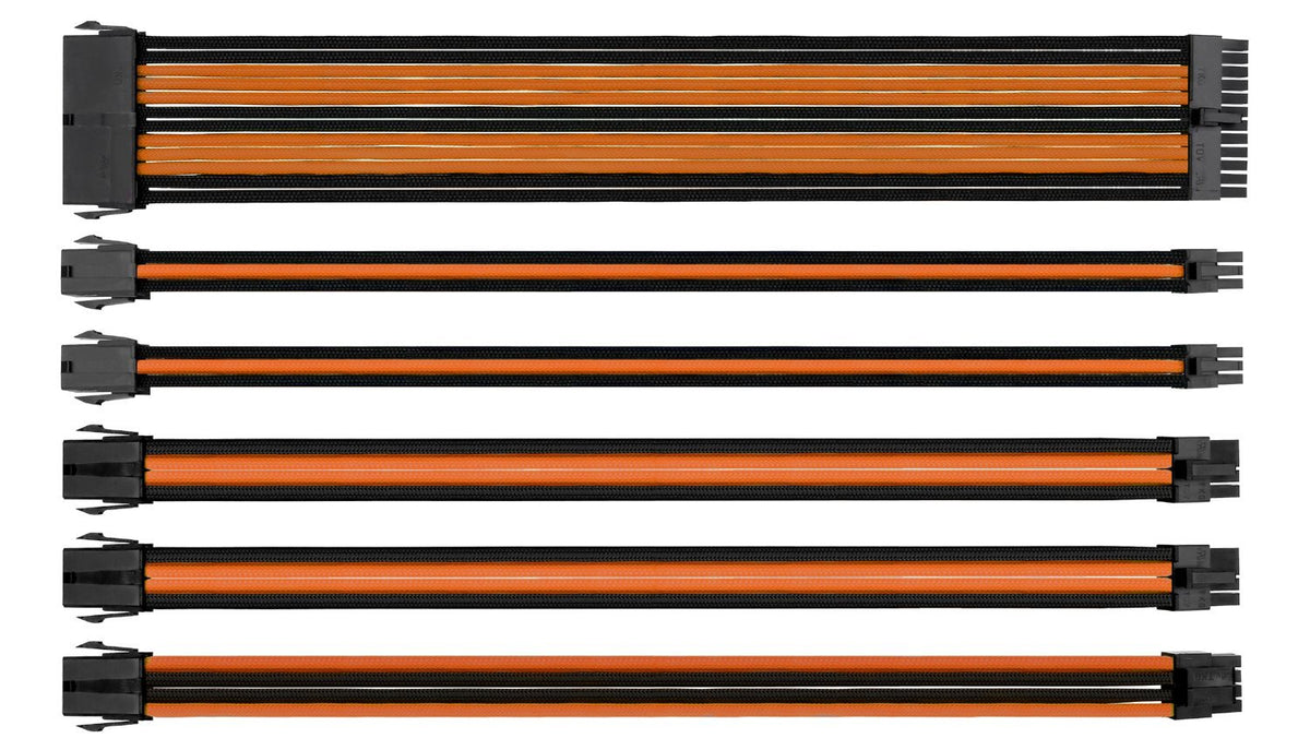 Thermaltake TtMod Sleeve Extension Power Supply Cable Kit ATX/EPS/8-pin PCI-E/6-pin PCI-E with Combs, Orange/Black AC-036-CN1NAN-A1