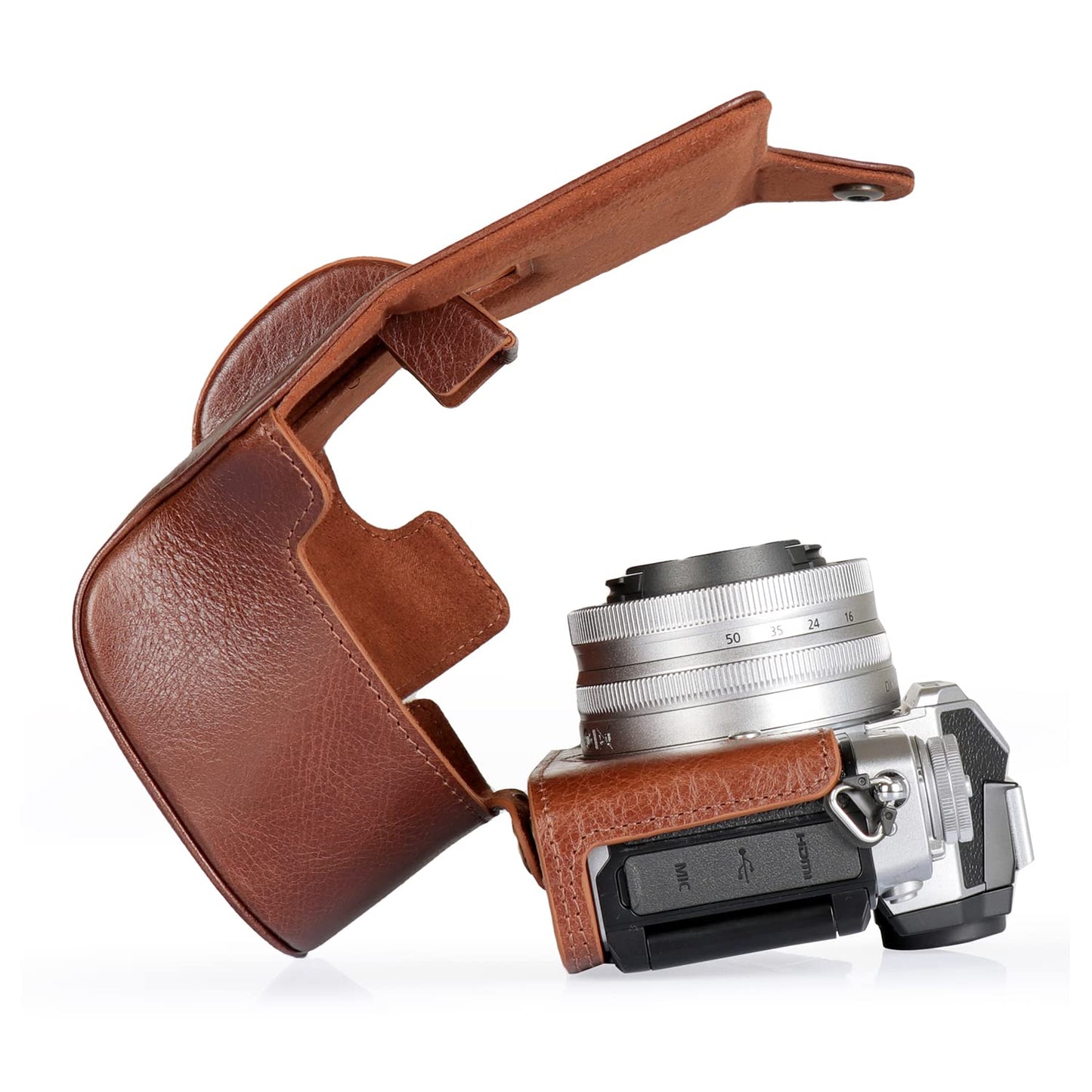 MegaGear MG2010 Ever Ready Genuine Leather Camera Case Compatible with Nikon Z fc (Brown)