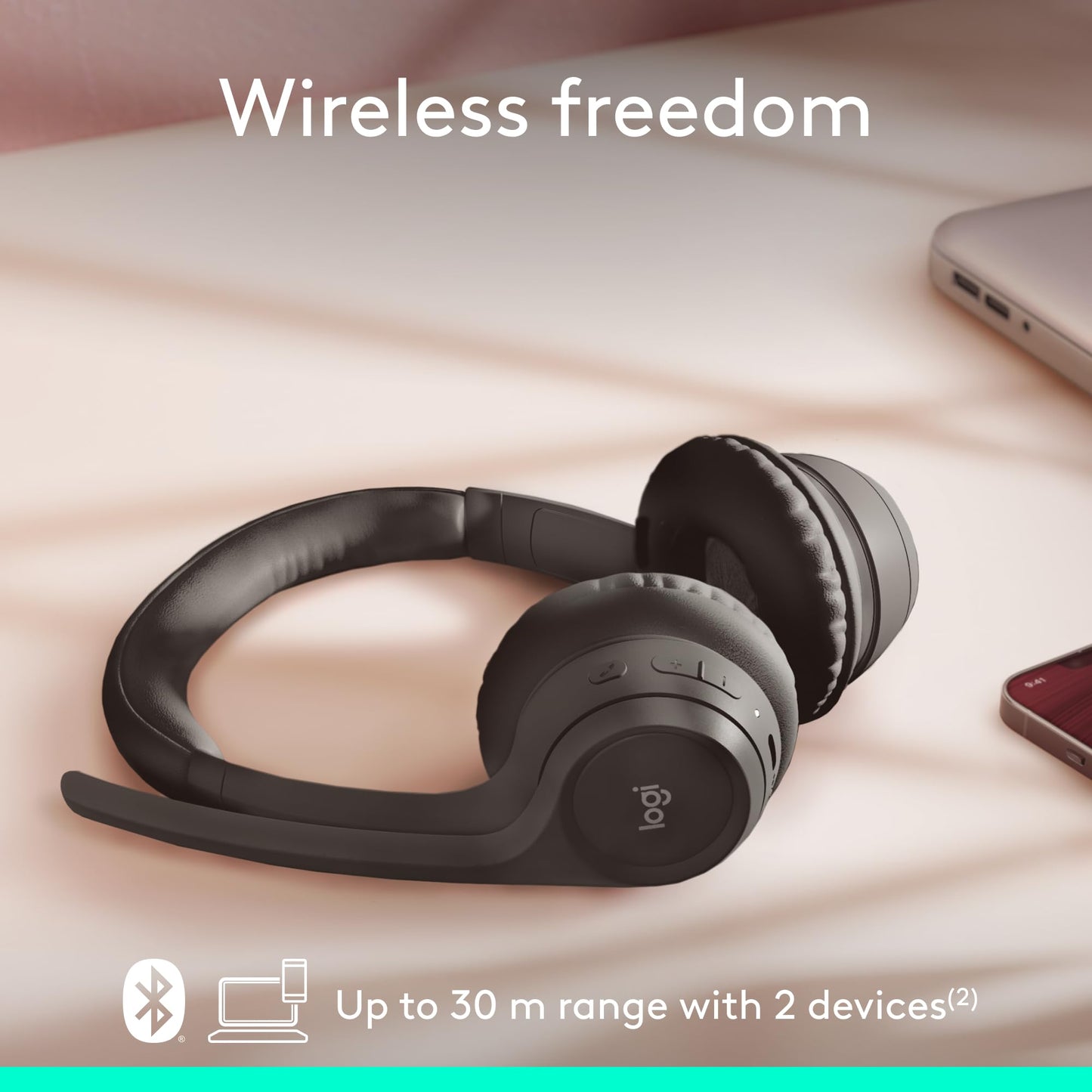 Logitech Zone 301 Wireless Bluetooth Headset with Noise-Canceling Microphone, Compatible with Windows, Mac, Chrome, Linux, iOS, iPadOS, Android