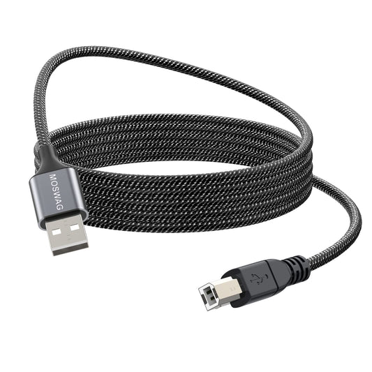 MOSWAG USB Printer Cable 6.6FT/2Meter USB Printer Cord Durable USB 2.0 Type A Male to B Male Scanner Cord High Speed