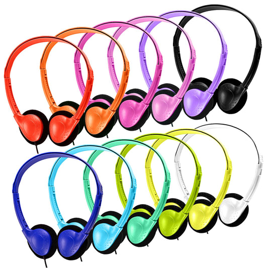 Yoley Kids Headphones Bulk 20 Pack Multi Colored On-Ear Corded Headphones with 3.5mm Jack for School Classroom Libraries Students Adult, Individually