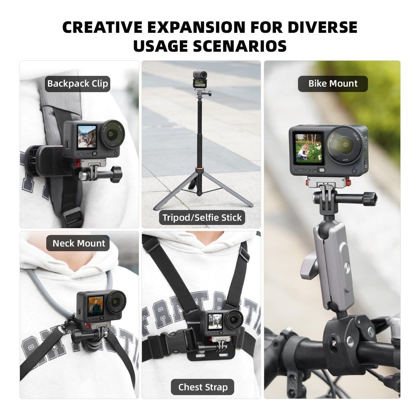 BRDRC Action 6 Magnetic Quick-Release Mount, 360° Horizontal Rotation Aluminum Alloy Adapter for DJI OSMO Action 6/Nano, with 1/4" Threaded Hole