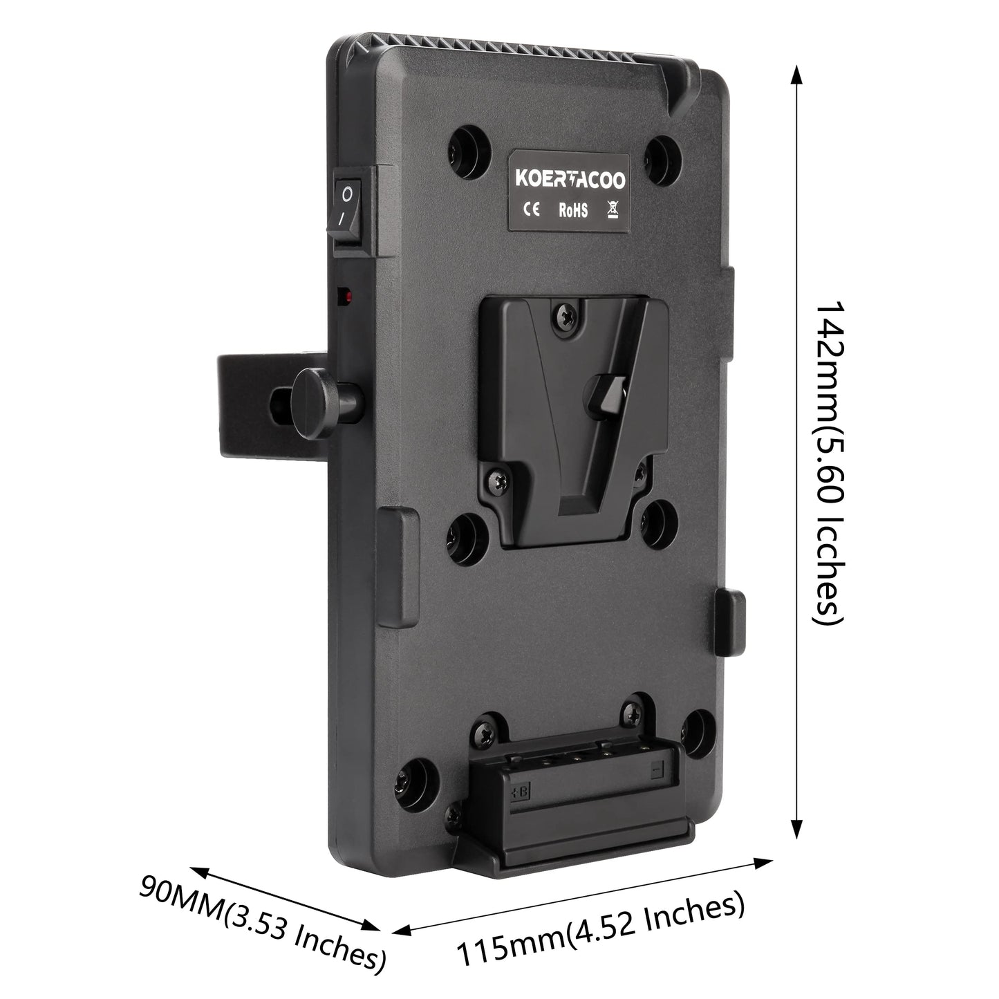 KOERTACOO V-Mount Lock Battery Plate Power Supply Adapter + Super Clamp for Lighting Stand,Tripod, Support Rod.with D-TAP/DC/USB Power Output