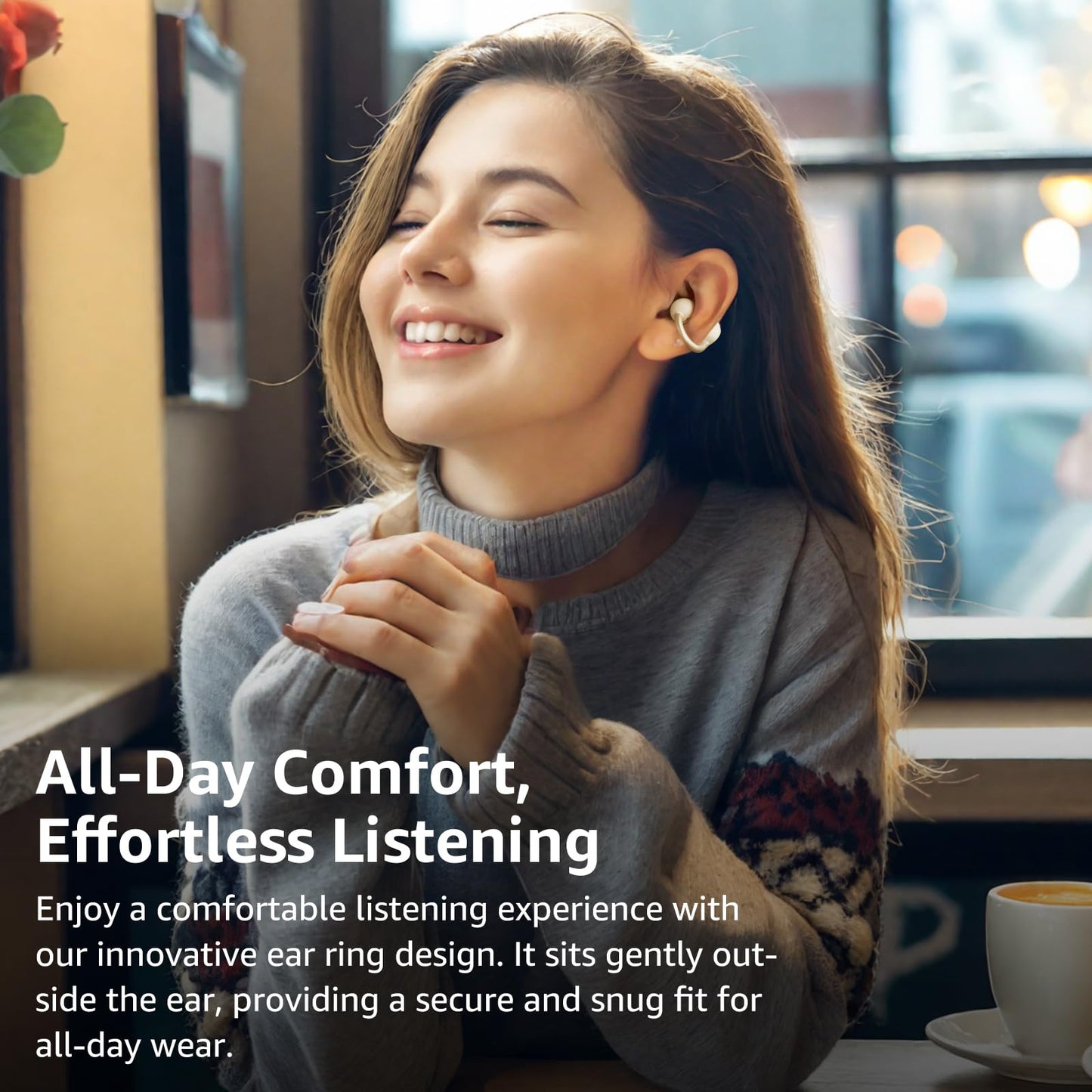 TOZO OpenEarRing Open Ear Earbuds 40H Bluetooth 5.4 Lightweight Comfort