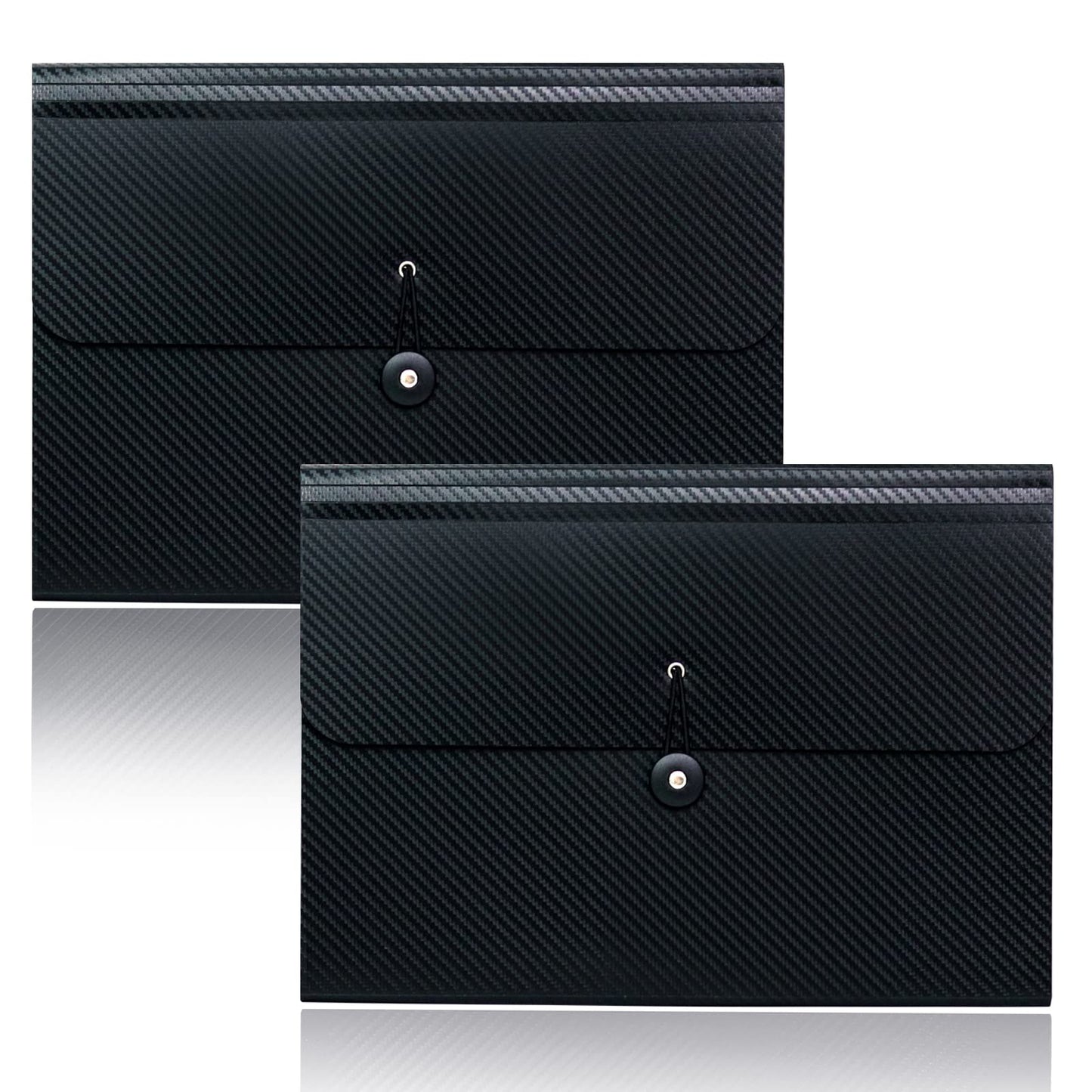 Cesil 2Pcs Expanding File Folders, 13 Pockets File Organizer Accordion File Holder with Elastic Buckles Closure, A4 Paper Document Organizer for Home