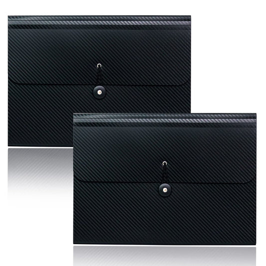 Cesil 2Pcs Expanding File Folders, 13 Pockets File Organizer Accordion File Holder with Elastic Buckles Closure, A4 Paper Document Organizer for Home