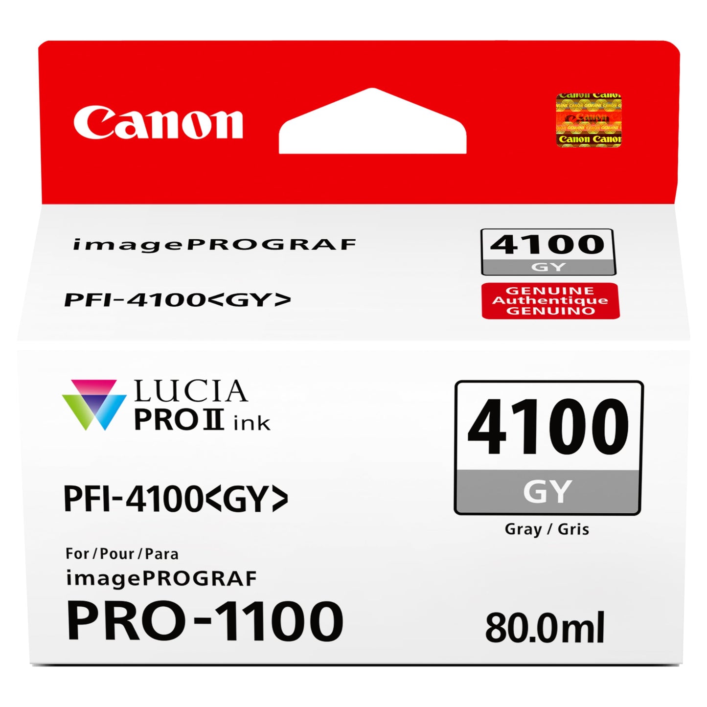 Canon PFI-4100 Genuine Gray Ink Tank, Compatible with imagePROGRAF PRO-1100 Printers