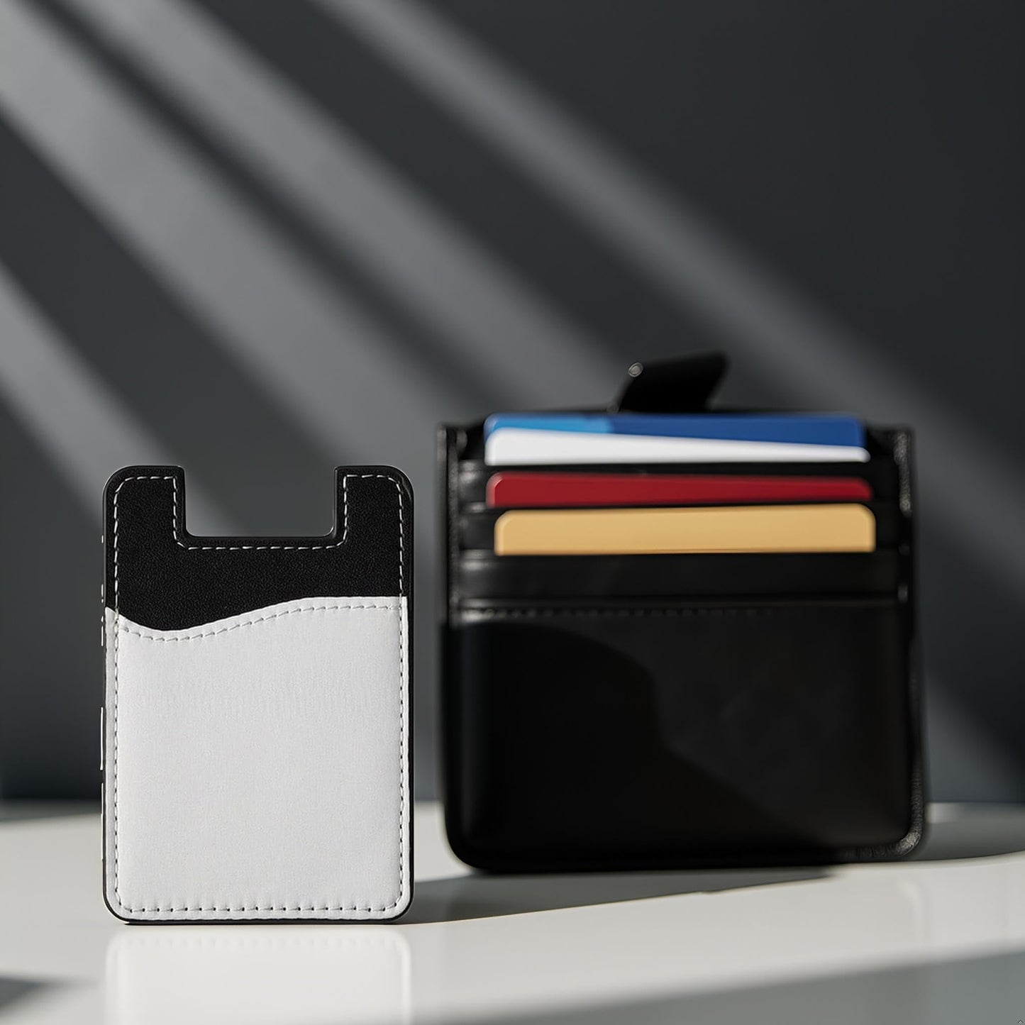 Black Adhesive for Phone Wallet Card Holder for Phone Case, Imitation Leather Pu for Phone Card Holder Adhesive Stick on Credit Card Pocket for Back