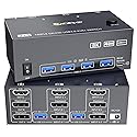 8K KVM Switch 3 Monitors 2 Computers 8K@60Hz 4K@144Hz,3 Monitors KVM Switch for 2 Computers Sharing Triple Monitors,Keyboard,Mouse,Printer