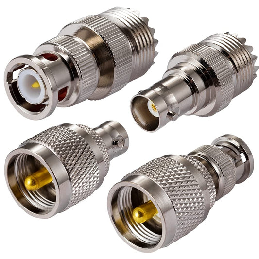 POBADY CB Radio Adapter SO239 PL259 UHF to BNC Antenna Adapter 4 kit for CB Antenna CB Aerial Ham Radio Walkie Talkie Handheld Radio Two Way Radio