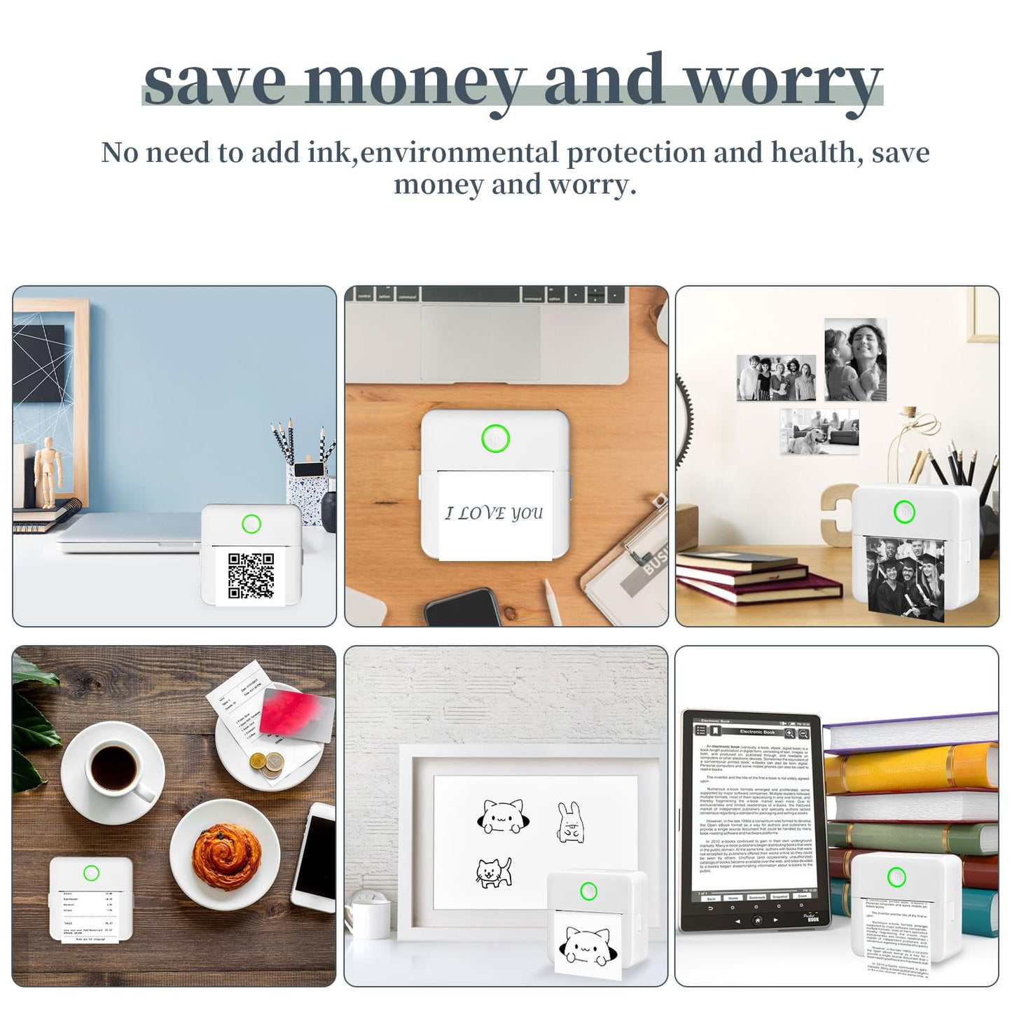 HOYIGO DYJ7 Portable Printer - Color Inkjet - Smartphones & PC Compatible