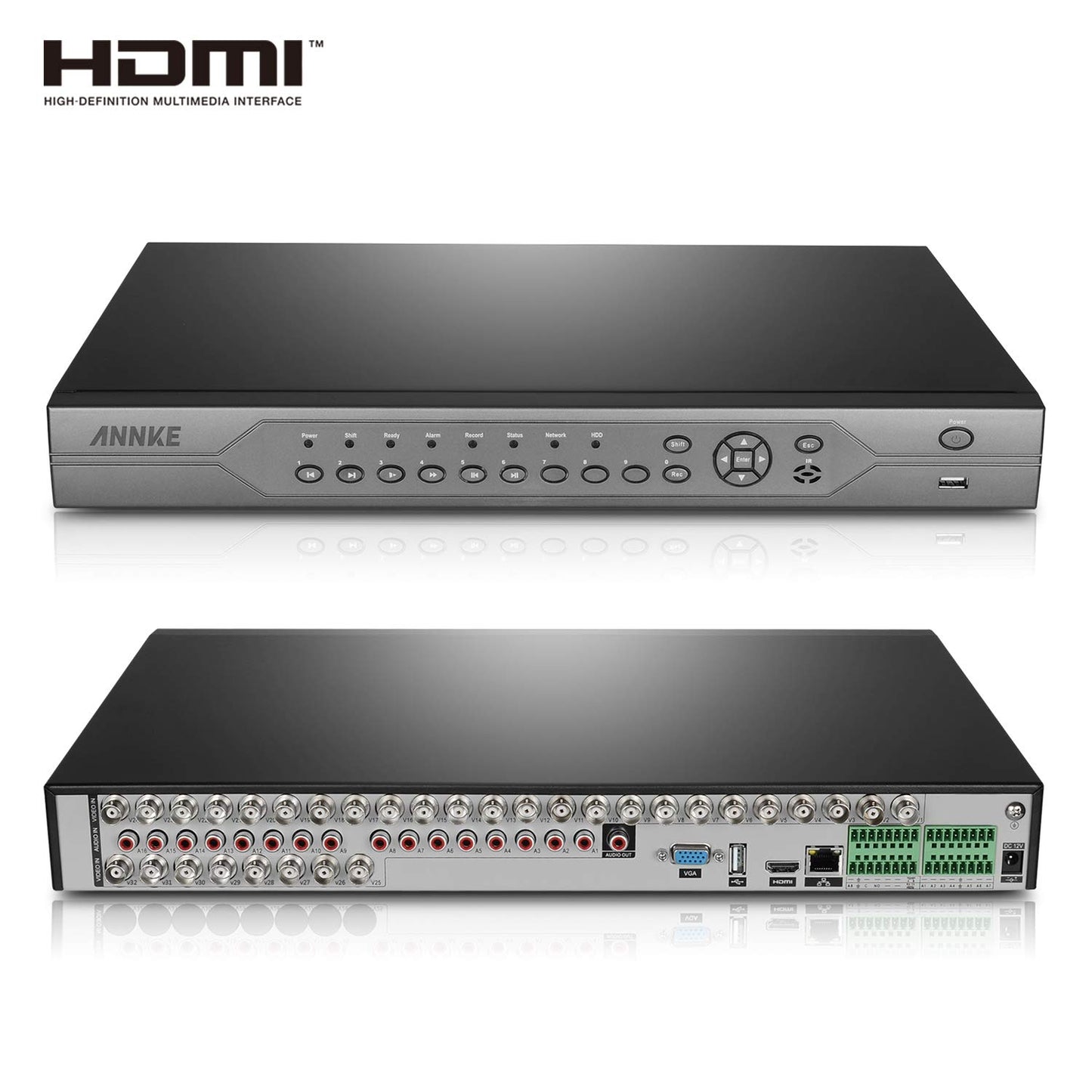 ANNKE 32CH H.265+ 3K Lite Security AI Digital Video Recorder with Human/Vehicle Detection, 5-in-1 CCTV DVR for Home/Business Surveillance Camera