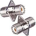 TUOLNK UHF Female to UHF Female 4-Hole Flange Panel Chassis Mount Connector SO239 PL259 Coax Jumper Cable Connector RF Solder Coaxial Adapter Pack