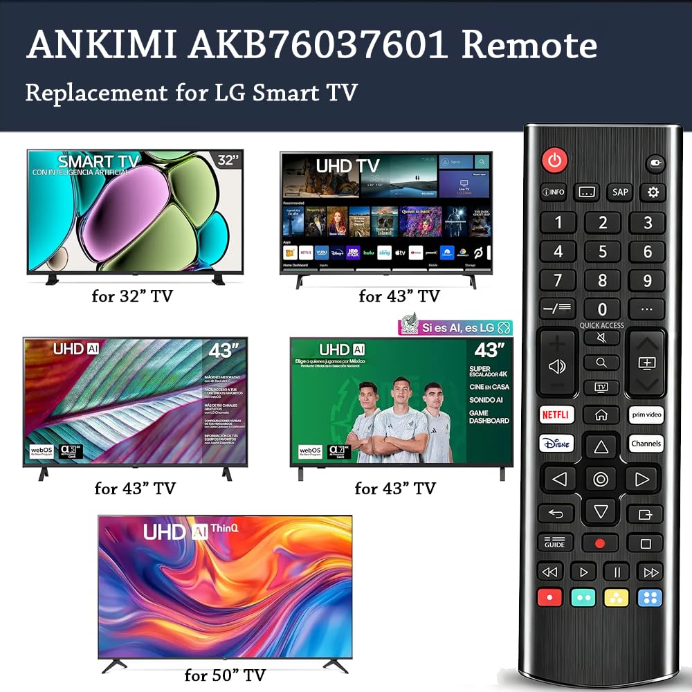 [2 Pack] AZMKIMI AKB76037601 Remote Control Compatible Replacement for LG TV(Pack of 2)