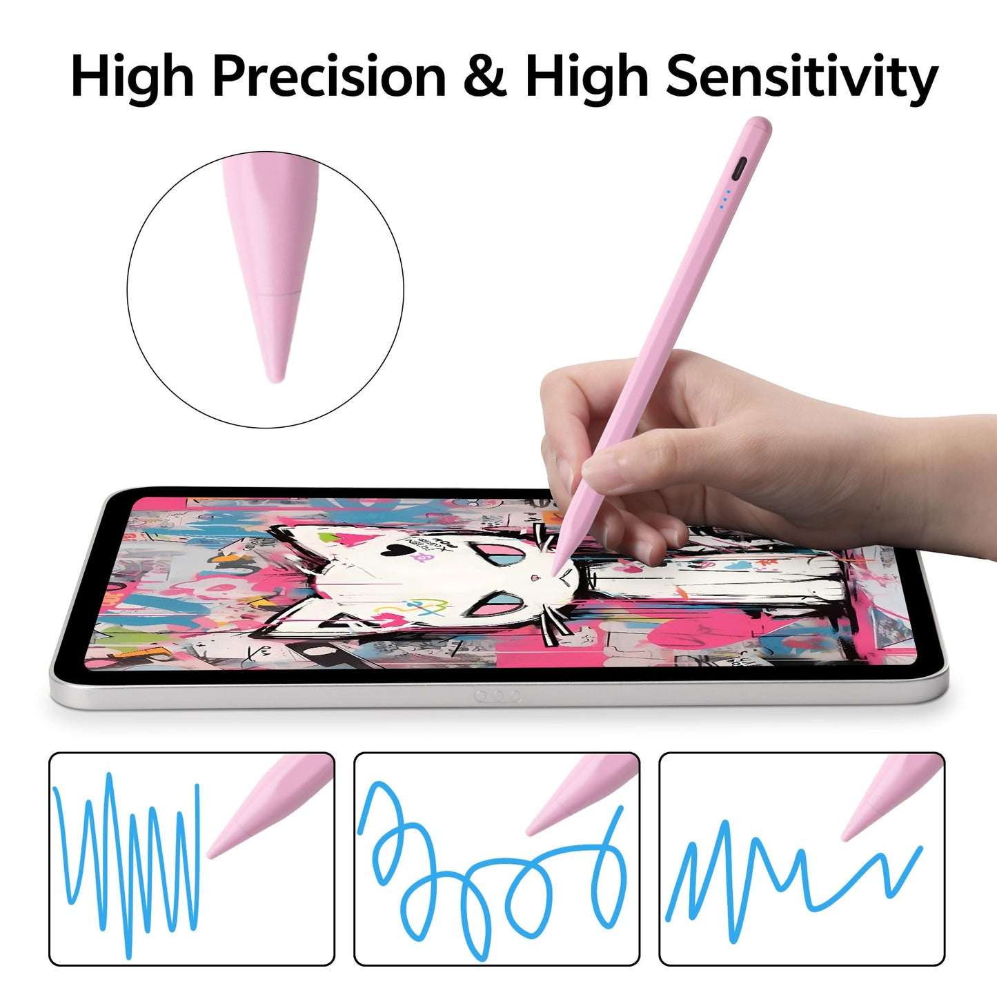 Stylus Pen for Apple Pencil Tilt Sensitivity Palm Rejection for iPad A16 11th 10th 9th 8th 7th 6th Generation, iPad Air M3 M2 3rd 4th 5th Gen, iPad