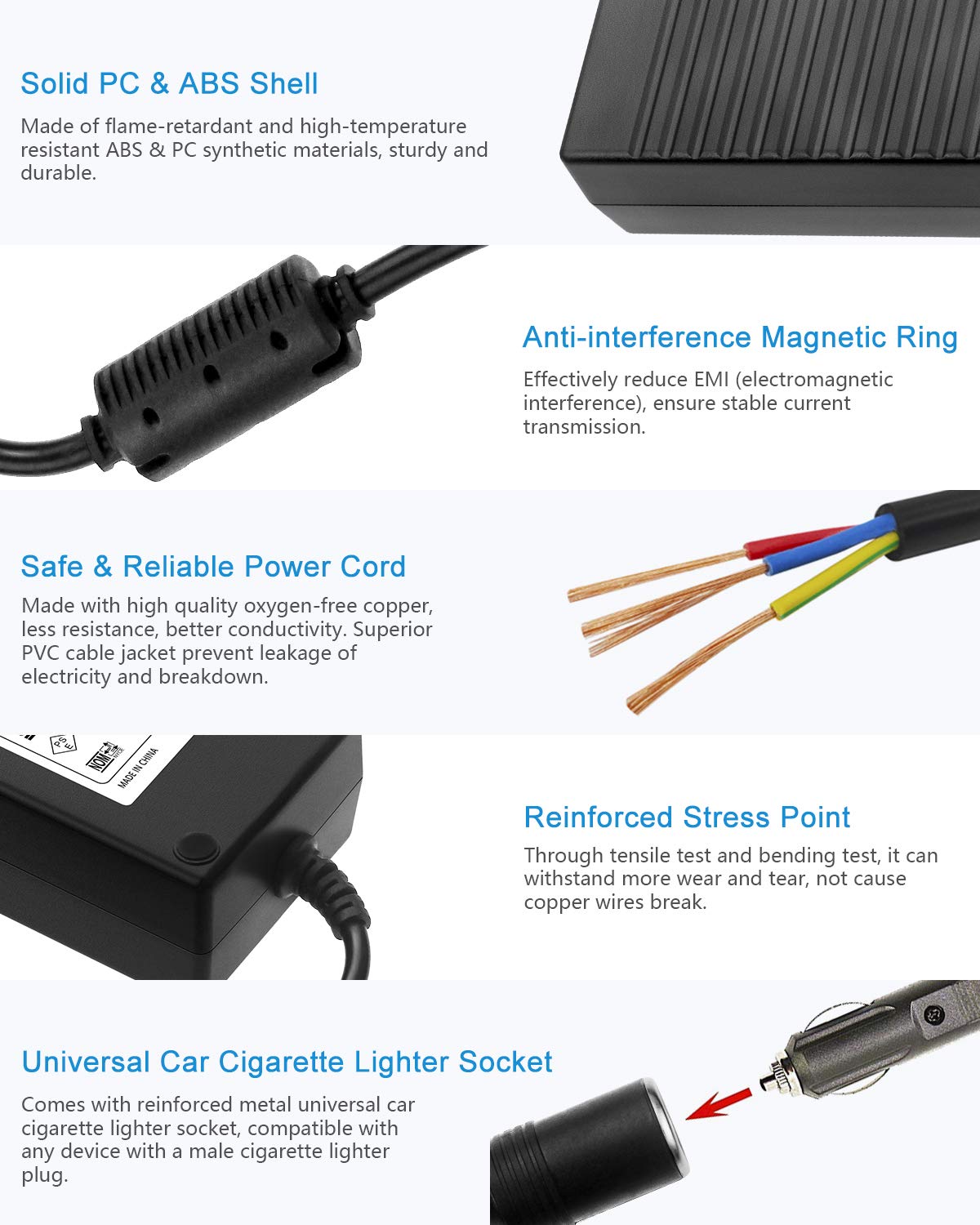 ALITOVE AC to DC Converter 110V to 12V 10A 120W Power Supply Car Cigarette Lighter Adapter to Wall Plug AC to DC Adapter for Car Vacuum Cleaner…
